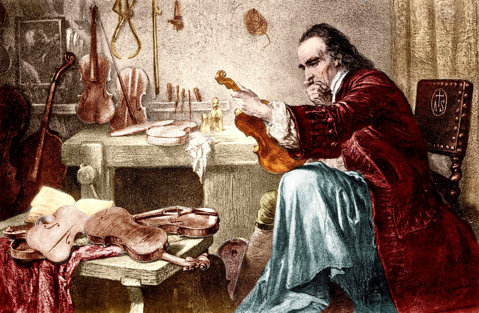 Nghệ nhân bậc thầy Antonio Stradivari đích thân đốn cây gỗ Vân sam về làm đàn violin Messiah Stradivarius năm 1716. (Ảnh: Nguồn Quốc Tế)